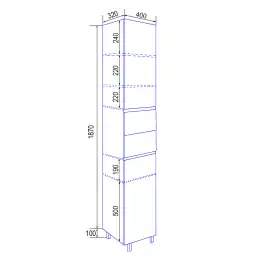 Шкаф-пенал Azario Эстима 40 CS00094560 левый напольный, Графит