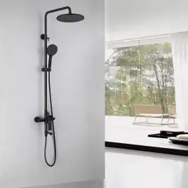 Душевая стойка ABBER Weiss Insel AF8016NB с изливом, черная матовая