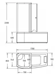 Акриловая ванна Gemy G8040 C L 170х85, левая