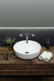 Раковина накладная Aquanet MOON-1 41,5х41,5х13,5 круглая, Белая глянцевая