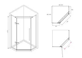Душевой уголок ABBER Ewiges Wasser 100х100 см, AG05100B, профиль черный, стекло прозрачное