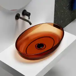 Раковина накладная ABBER KRISTALL 60х40х13 AT2801Opal, овальная, коричневая