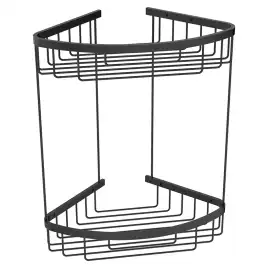 Полка угловая AVS Cesta, 20х20 см, черный матовый, двухъярусная