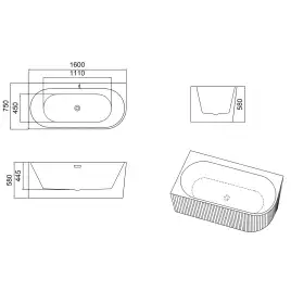 Акриловая ванна Azario LAGO GARDA 160х75 AZ-6724-A2 L 16075, асимметричная, левая