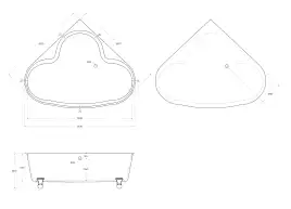 Акриловая ванна BELBAGNO 150х150 BB07 полукруглая, пристенная, Белая