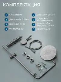Душевая система AVS Pulse 811-051-GM, оружейная сталь