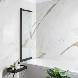 Шторка на ванну AVS Слайдер Плюс 80 профиль черный, стекло прозрачное, 803-0011-150-82-BM-T