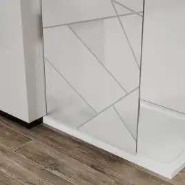 Душевая перегородка Azario Walk-in 120 AZ-271-120-CH-CGP прозрачное стекло 8 мм с графическим принтом, профиль Хром