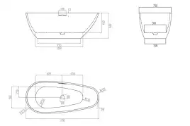 Ванна  Abber Dortmund 170х75 AM9911B из искусственного камня, Черная матовая