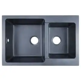 Кухонная мойка AZARIO Ostin 770x510х210 искусственный мрамор, двойная, цвет черный: CS00105244