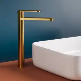 Смеситель для раковины AVS Beauty высокий, брашированное золото, 811-551-BG