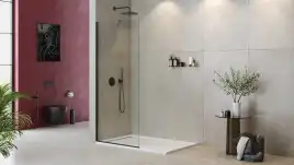 Душевая перегородка универсальная LIBERTA-L-1-TB-80-C-NERO стекло Прозрачное, профиль Черный