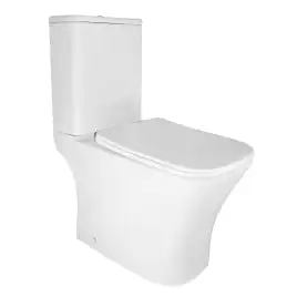 Унитаз-компакт Azario Kashmir AZ-9143S напольный, безободковый, в комплекте с бачком и сиденьем микролифт, Белый глянцевый