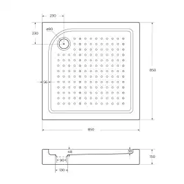 Акриловый душевой поддон BelBagno 85х85, TRAY-BB-A-85-15-W, Белый