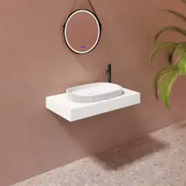 Раковина накладная ABBER STEIN 55х36х6 AS2601, овальная, белая матовая