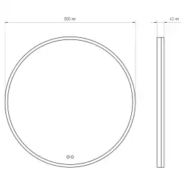 Зеркало с подсветкой AVS AZ 80 см, антипар, оружейная сталь