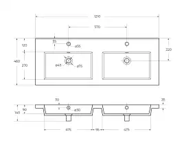Керамическая раковина с двумя чашами CEZARES CZR-8070-120-2