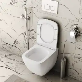 Подвесной унитаз Grossman GR-4497SQC безободковый, смыв торнадо, Белый глянцевый