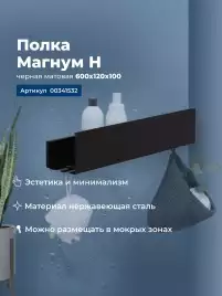 Полка Aquanet Магнум Н 60x12 черная матовая, 341532