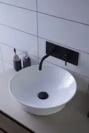 Раковина накладная Aquanet SMART-1 42х42х12,5 круглая, Белая глянцевая