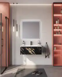 Тумба под раковину Cezares SLIDER 80 см, SLIDER-800-1C-SO-NF-P подвесная, Черный фьюжн