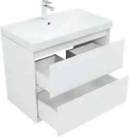 Тумба под раковину Aquanet Милан 80 белый глянец, подвесная, 336369