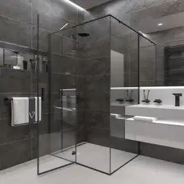 Душевой уголок Veconi Rovigo RV-073B 80х80х195, профиль Черный, стекло прозрачное (RV073B-8080-01-C4)