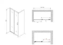 Душевая дверь Abber Schwarzer Diamant 100 см, AG30100B5, профиль Черный, стекло Прозрачное