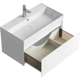 Тумба с раковиной подвесная Aqwella Geometria 80 GE01081WM, с одним ящиком, цвет белый