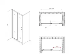 Душевая дверь Abber Schwarzer Diamant 150 см, AG301505, профиль Хром, стекло Прозрачное