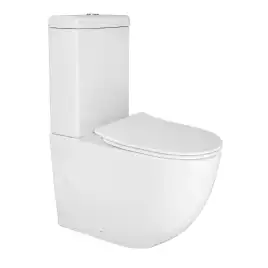 Унитаз напольный Azario Renda AZ-8693 безободковый, с бачком и сидением микролифт, Белый глянцевый