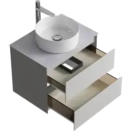 Тумба с раковиной подвесная Aqwella Geometria 65 GE01652ST+STG662X476GS, со столешницей серый камень, цвет серый туман