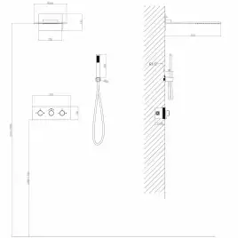 Душевая система ABBER Wasser Kreis AF8151NG скрытого монтажа без излива, термостат, никель