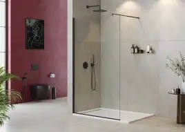 Душевая перегородка CEZARES LIBERTA-L-1-120-C-NERO стекло Прозрачное, профиль Черный