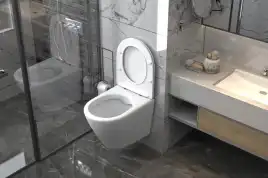 Подвесной унитаз ABBER Bequem AC1102 белый, безободковый, с сиденьем микролифт