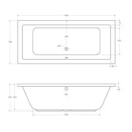 Акриловая ванна CEZARES PLANE-170-75-45-W37, Белая