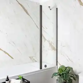 Шторка на ванну AVS Асти Дуо 100 см правая профиль оружейная сталь, прозрачное стекло, 803-0016-150-5545R-WS-T