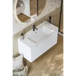 Тумба с раковиной подвесная Aqwella Vancouver 100 VAN01101, с одним ящиком, цвет белый