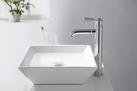 Смеситель для накладной раковины Aquatek Классик AQ1504CR, однорычажный, высокий, Хром