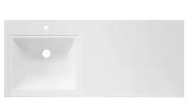 Раковина  BelBagno 120х48 L BB1200/480-LV-MR-L левая над стиральной машиной, из литьевого мрамора, Белая