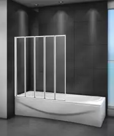 Шторка на ванну CEZARES RELAX-V-5-120/140-C-Bi стекло Прозрачное, профиль Белый