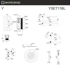 Душевая система для ванны WHITECROSS Y black YSET11BL, термостатическая, скрытого монтажа, Черный матовый