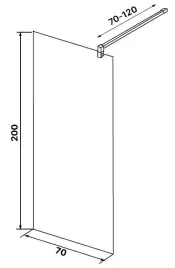 Душевая перегородка Loranto Walk-in 70 CS-W02B-70, профиль черный матовый, стекло Прозрачное, лофт клетка