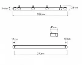 Планка с 4-мя крючками 27 см BEMETA NEO Нержавеющая сталь 104606105