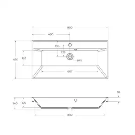 Раковина из искусственного камня BelBagno BB900/450-LV-ART-AST-NERO