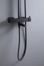 Душевая система Allen Brau Infinity 5.21029-31 для ванны с изливом, верхний и ручной душ, Черный матовый