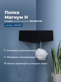 Полка Aquanet Магнум Н 28x28 черная матовая, угловая, 341536