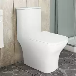 Унитаз-моноблок Azario Lodi AZ-8617B безободковый, в комплекте с сиденьем микролифт, Белый глянцевый
