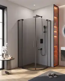 Душевой уголок CEZARES SLIDER-R-2-90/100-GRIGIO-NERO стекло Тонированное (графит), профиль Черный