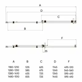 Душевая дверь Veconi Vianno VN-74B 140 см, VN74B-140-01-C4, профиль Черный, стекло Прозрачное